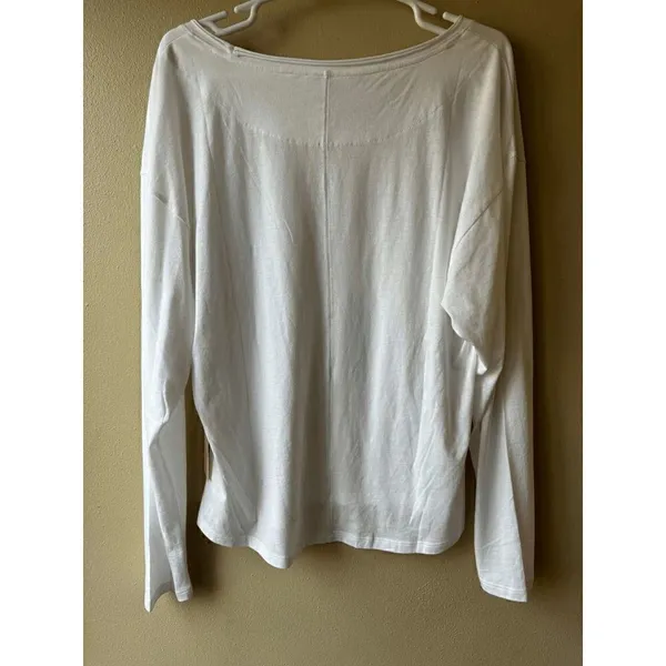 Ramy Brook Jane Cotton Blend Boat Neck Long Sleeve in Ivory Women's Size Large - Image 2