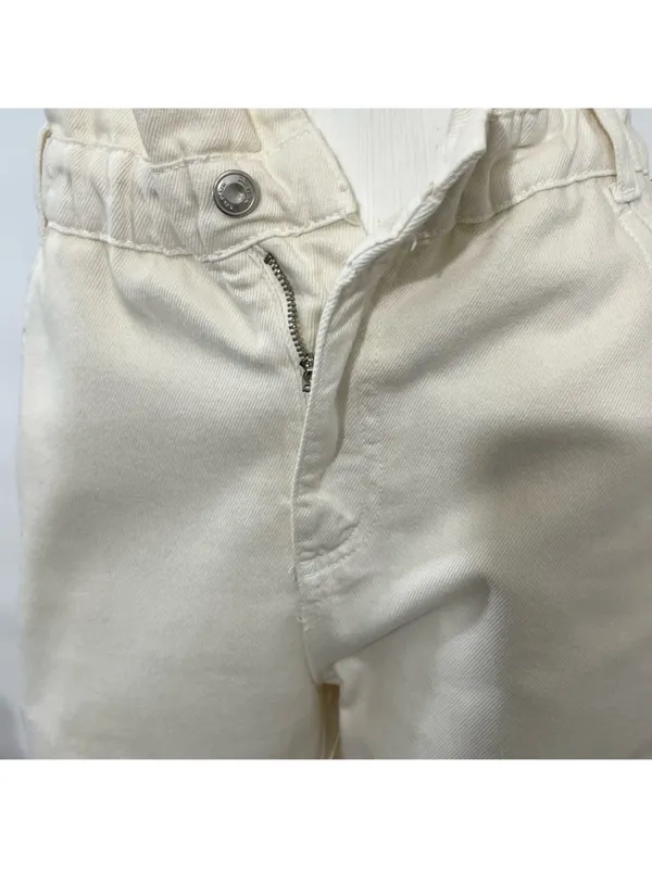 Zara baggy high waisted paperbag jeans in Ecru.....size US 2 - Image 8
