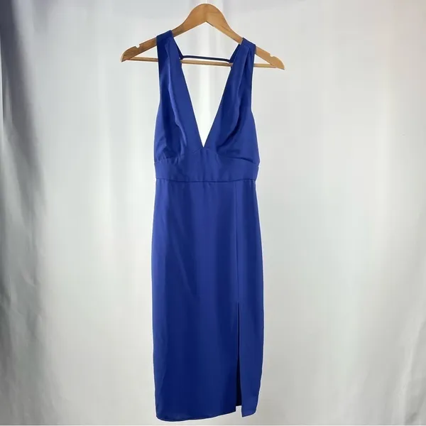 NWT Lulus Idina Backless‎ Bodycon Midi Dress In Royal Blue Size Extra Small - Image 4