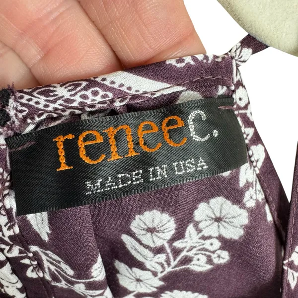 Renee C. Wine Purple White Floral Racerback‎ Lightweight Tank Blouse Size M - Image 6