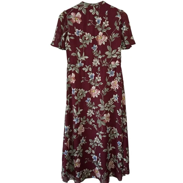 TOMMY BAHAMA Women's Painted Petal Midi‎ Floral Dress Metallic Embellished XS - Image 3