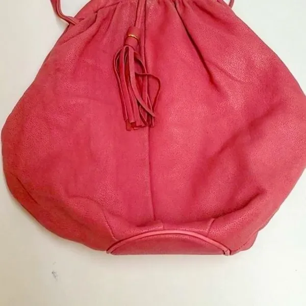 Vintage Valley Girl Pink Leather‎ Clam Shell Crossbdy Bag A27 - Image 2