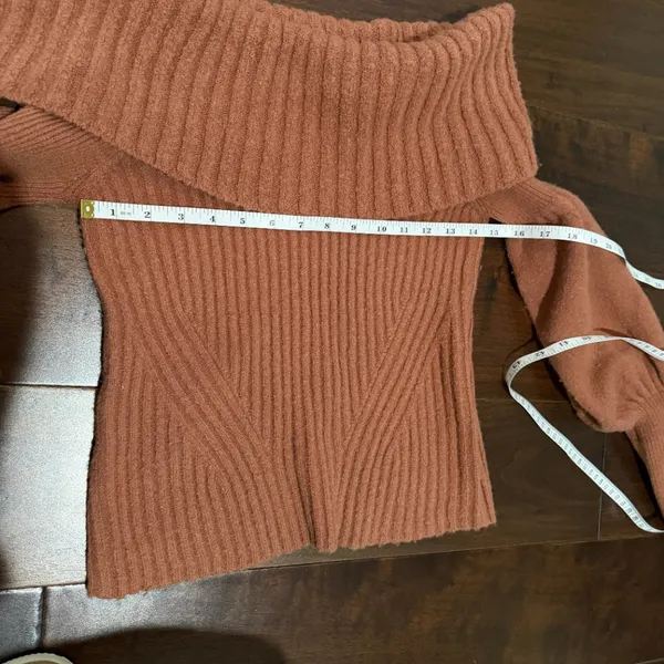 ANTHROPOLOGIE Tessa Off the Shoulder Puff Sleeve Sweater Top Size XS - Image 6