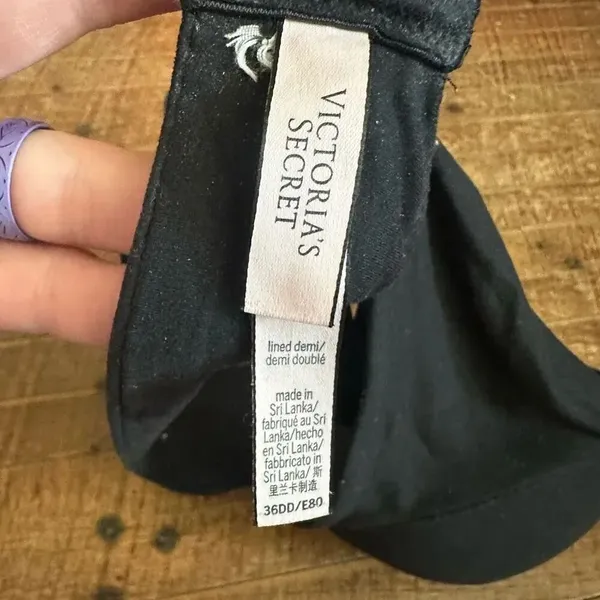 Victoria’s Secret black satiny lined Demi 36DD sexy bra - Image 3
