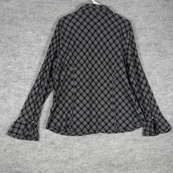 Lauren Ralph Lauren Size-1X Women's Shirt Long Sleeve Collared Top Black Plaid - Image 2