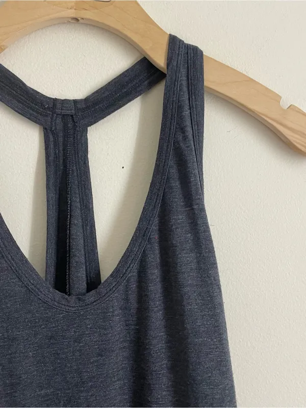 Lululemon Om Racerback Tank Heathered Black Grey Long Loose Yoga Top - Image 7