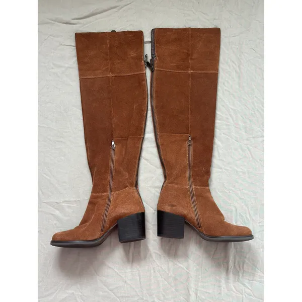Vintage Y2K Sz7 Steve Madden Orabella Chestnut Genuine Suede Over-the-knee Boots - Image 2