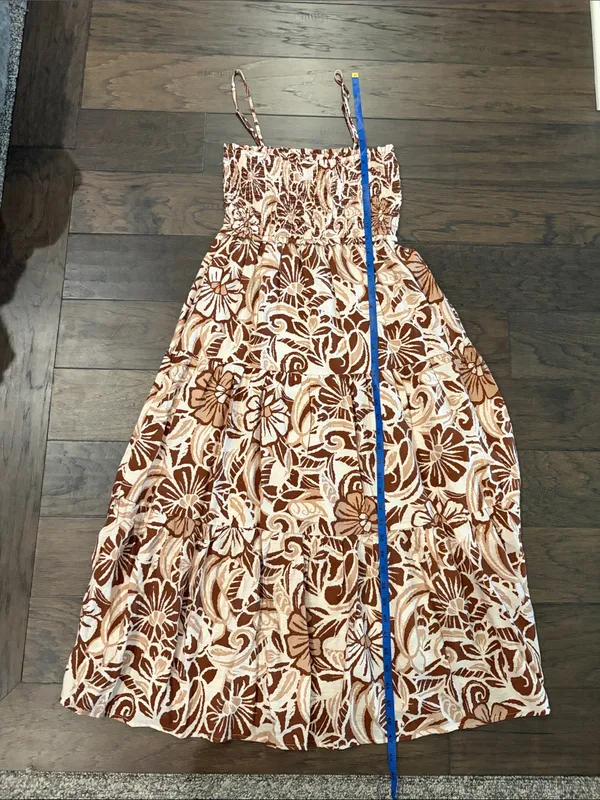 New With Tags BeCool Mocha Floral Midi Dress Sz M - Image 10