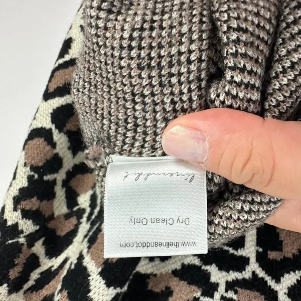 Line & Dot Leopard Sweater Womens Large Tan Black Mock Neck‎ Balloon Sleeve - Image 6