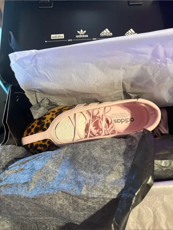adidas Leopard Print Ballet Flat with Pale Pink Stripes - Image 5