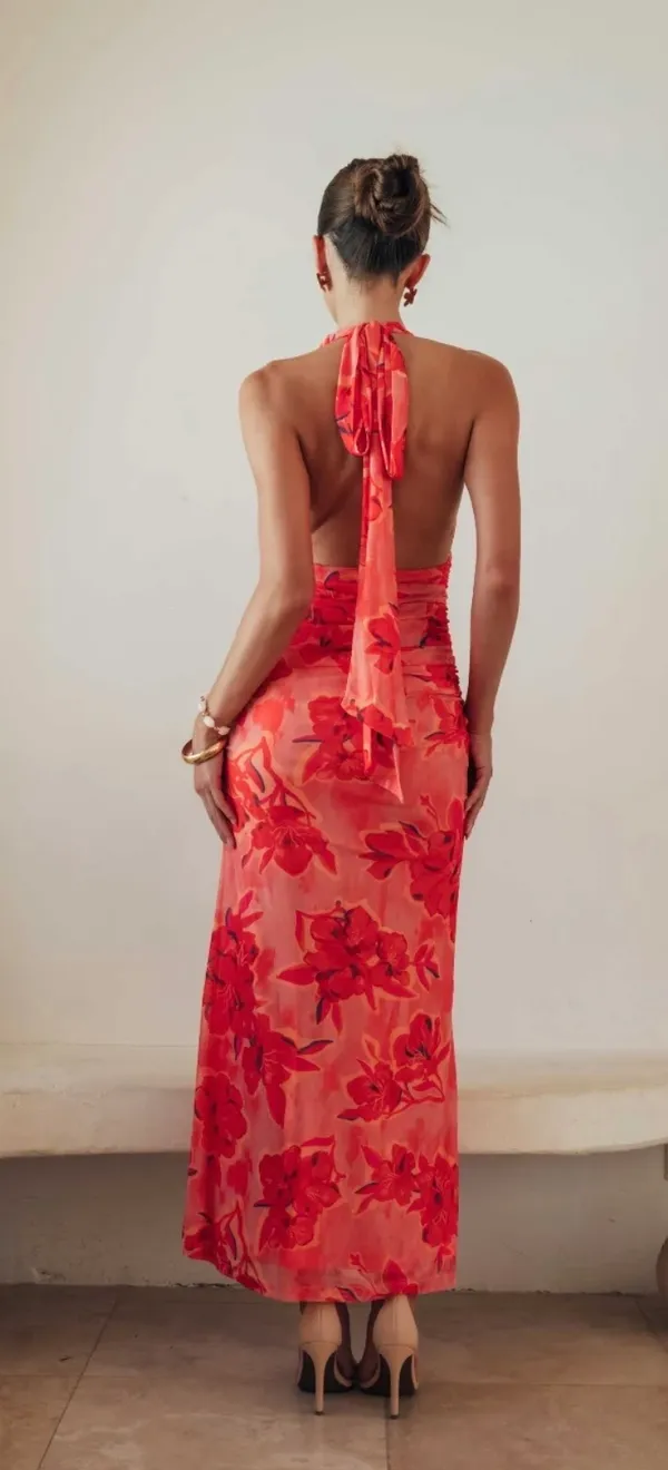 American Threads Havana Floral Halter Maxi Dress - Image 2