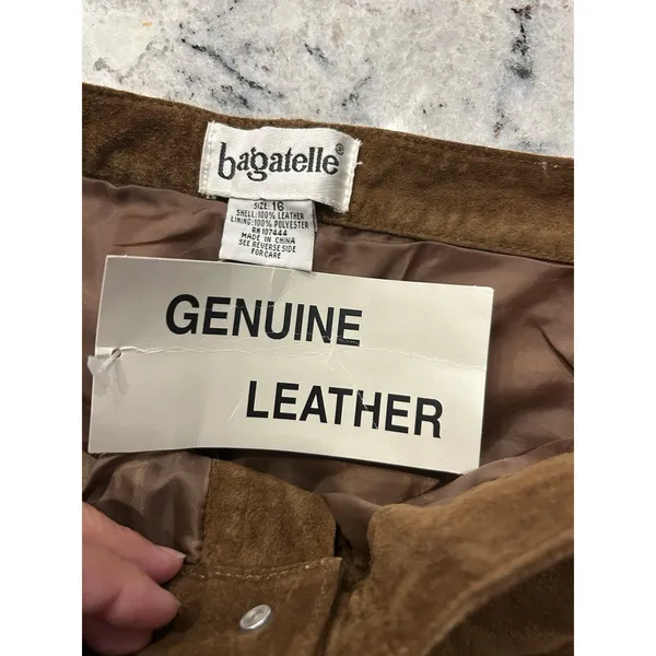 Bagatelle New Vintage 90s Brown Genuine Suede Leather Pants Women’s 16 High Rise Straight - Image 7