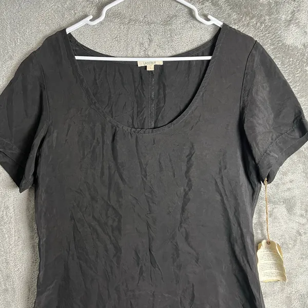 Ecoskin Black Cupro Tunic Dress Minimal Lagenlook Artsy Size‎ Large New - Image 2