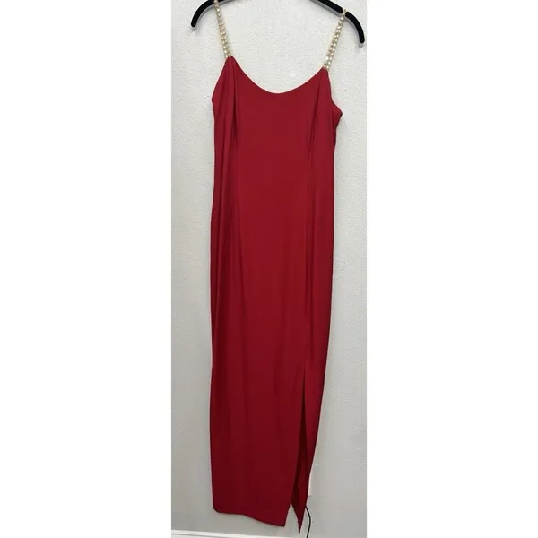 VTG Jessica McClintock Gunne Sax Maxi Dress 9/10 Red Rhinestone hoco no 90s Y2K - Image 4