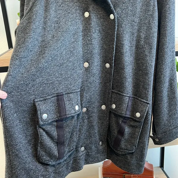 Free People Lined French Terry Long Anorak Peacoat Jacket/Pullover Cardigan, S - Image 5