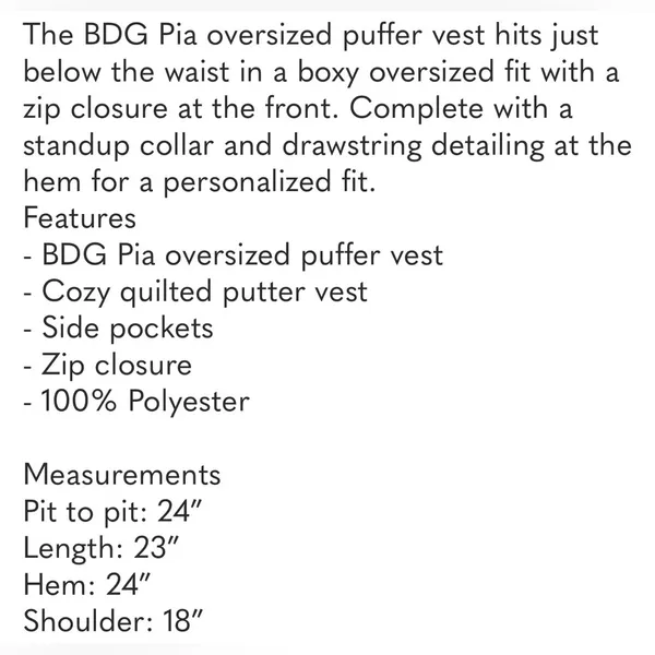 Urban Outfitters BDG Pia Sleeveless Blue‎ Zip Puffer Vest Small Back to School - Image 8