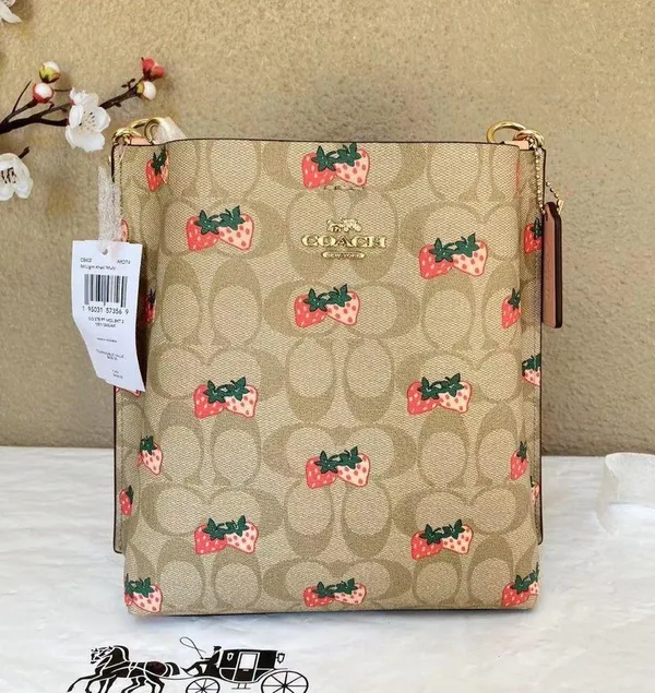 Coach Mollie Bucket Bag 22 In Signature Canvas With Strawberry Print cB602 - Image 2