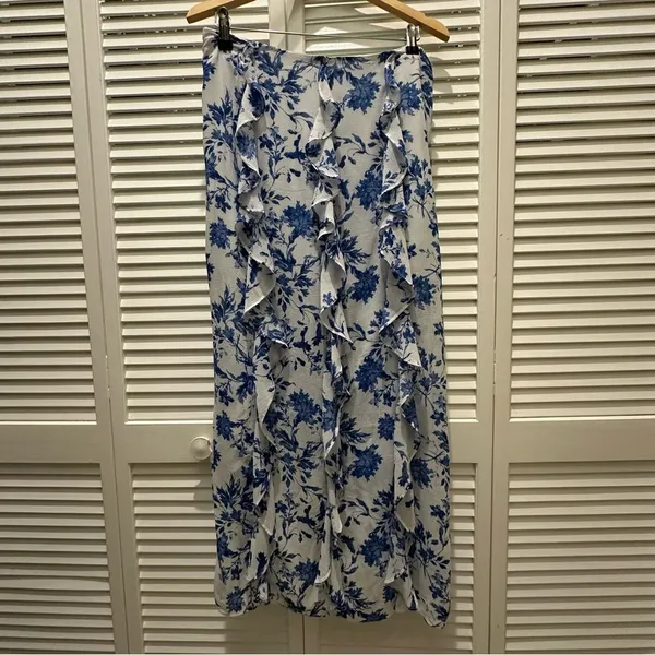 Free People Maxi skirt floral fall style flowy ruffle‎ boho Y2K size 12 - Image 4