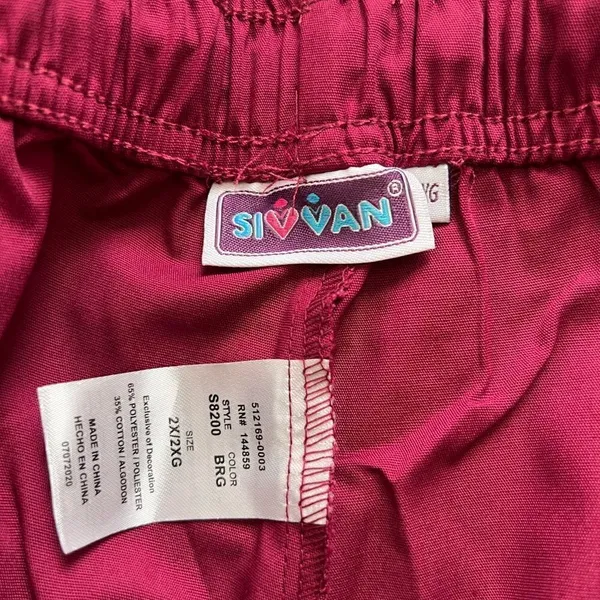 NWT! Sivvan by Adar Unisex Classic Fit Burgundy Scrubs 2XL - Image 5