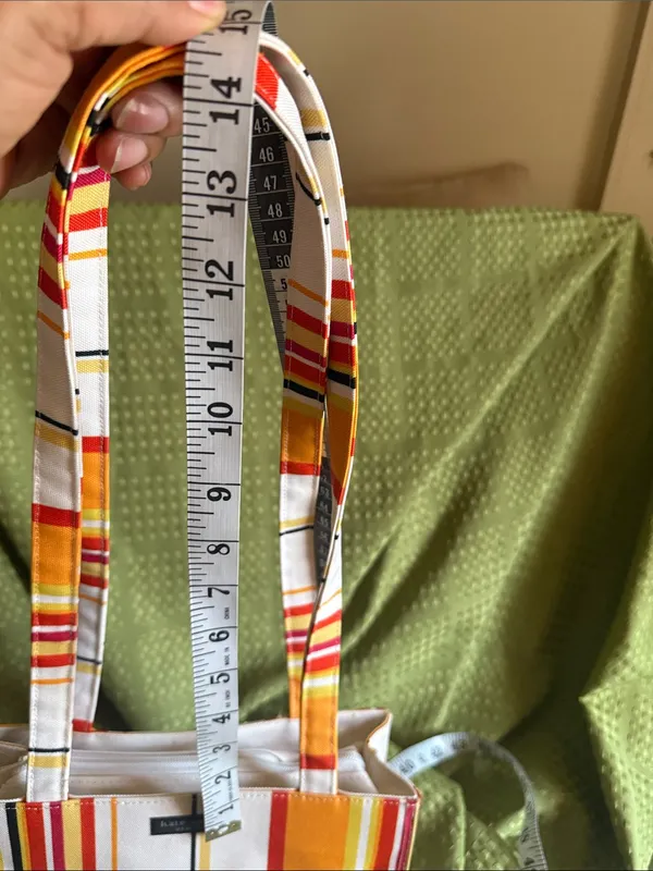 kate spade Yellow, Orange & Red Striped Canvas Tote NWOT - Image 11