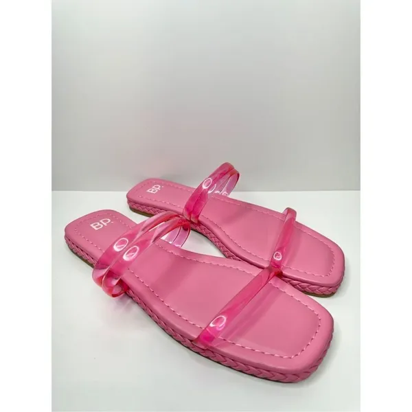 BP Viola Pink Jelly Double Strap Square Toe Slide‎ Sandals Womens 7.5M - Image 2