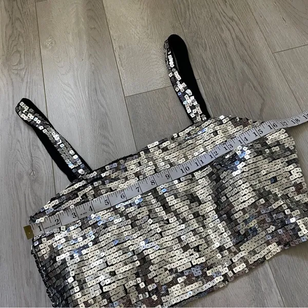 Reformation Sequin Two Piece Set: Kayla Crop Top (M) and Feliz Skirt (12) - Image 3
