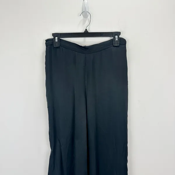 Athleta Calm Cool Pant Pull On Satin Cupro Wide Leg Relaxed Lounge Medium Black - Image 4