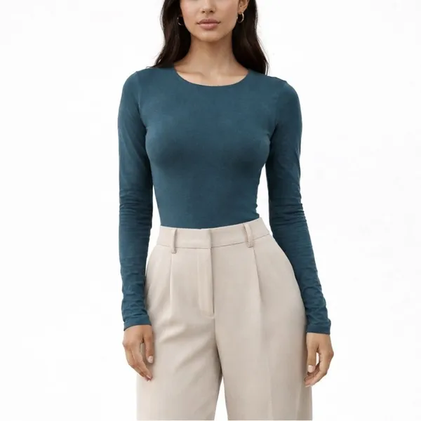 Babaton Contour Crew Longsleeve Bodysuit Deep Teal Size S Contemporary Modern - Image 2