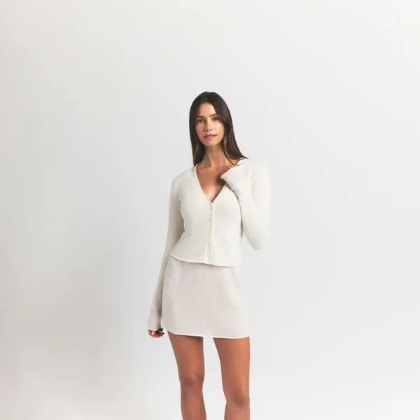 NWT Skims Featherweight Cashmere Cardigan Small Egret Authentic - Image 4