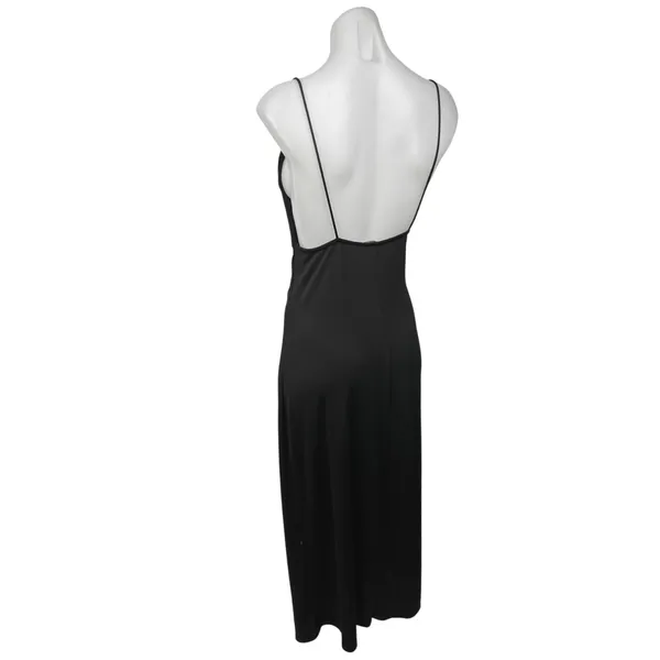 Zara Black Silky Cowl Neck Cami Camisole Midi Backless Tank Slip Dress Size L - Image 4