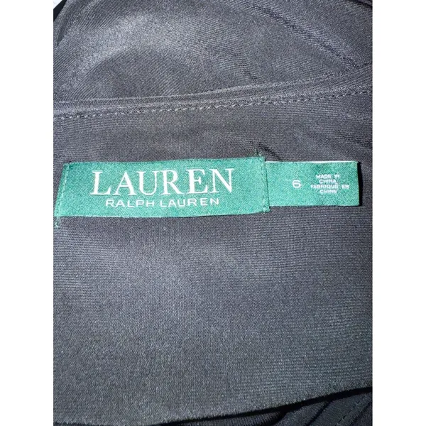 LAUREN Ralph‎ Lauren Black Cap Sleeve elegant Faux Wrap Sheath Dress 6 Classic - Image 5