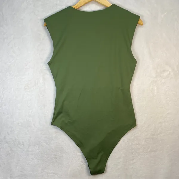Reoria Bodysuit‎ Olive Green Sleeveless Muscle Tank Top Casual Size M - Image 5