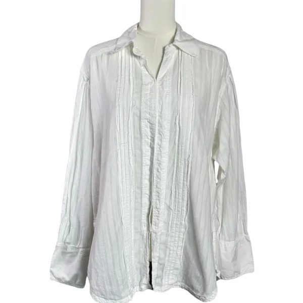 Free People Menswear Oversized Tuxy Vibes Shirt Optic White Size Medium Bohemian - Image 7