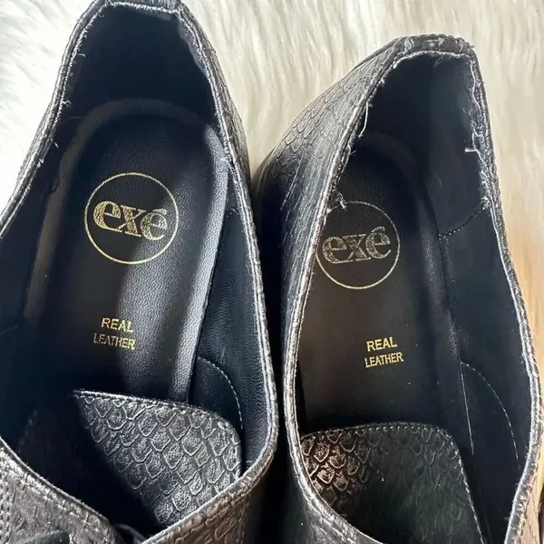 Exé Platform Loafers Metallic Black Scale Print Size 41 - Image 6