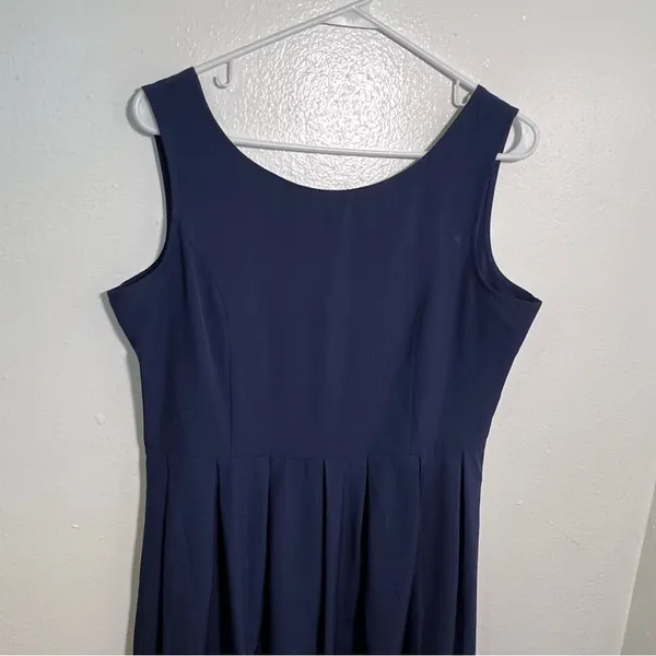 Women's Size XL Sleeveless Fit & Flare Dress Navy Blue Scoop Neck Pleated‎ Skirt - Image 3