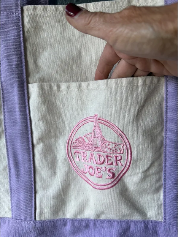 Trader Joe's Canvas Tote Bag with Purple Accents - Image 7