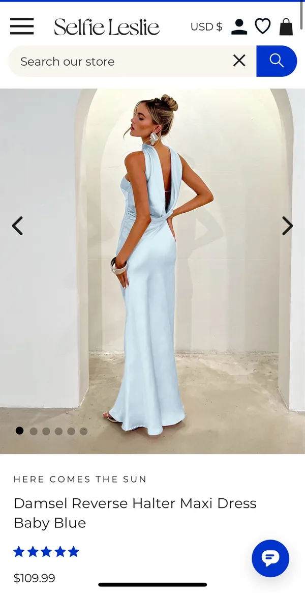 Selfie Leslie Damsel Reverse Halter Maxi Dress Large - Image 4