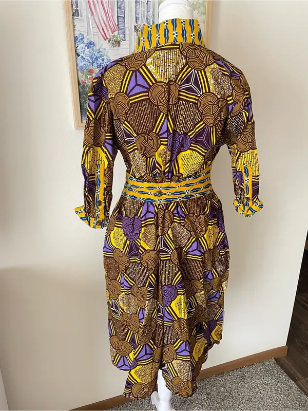 Ohema Ohene Rita Mixed African Print Midaxi Dress Size Small - Image 4