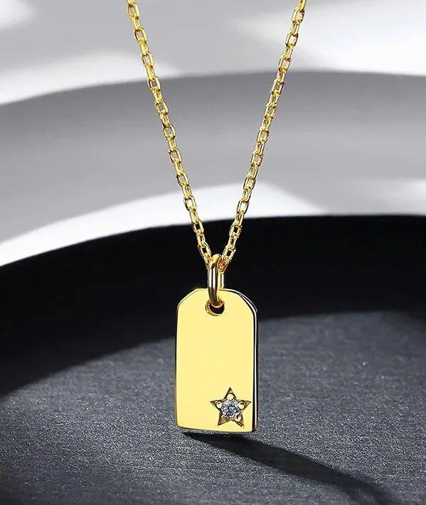 925 Sterling Silver 14k Gold Plated Geometric Star Square - Image 4