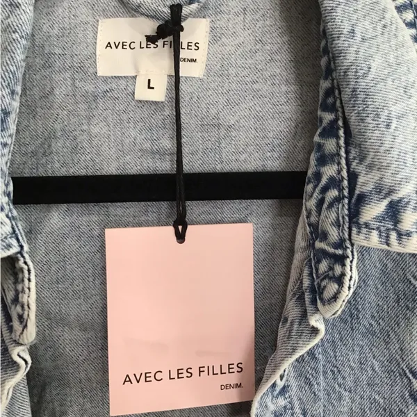 Avec Les Filles Denim Jacket Women Large Acid Waah Light Blue Jean New With Tags - Image 2