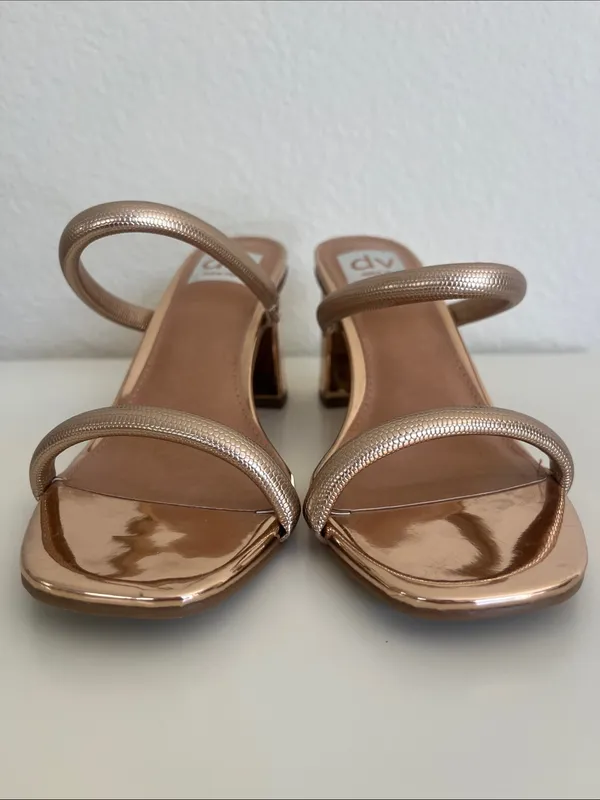 NWOT Dolce Vita Rose Gold Halsty Two-Band Strappy 3” Block Heel Sandals Size 6.5 - Image 6