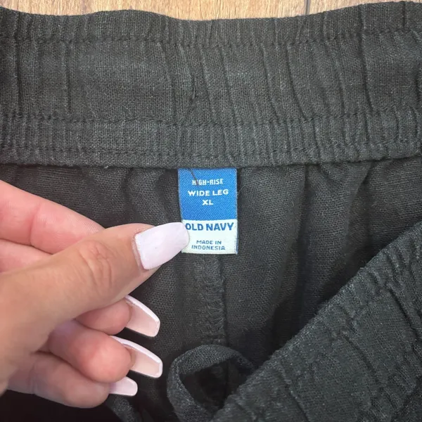 Old Navy High-Waisted Linen-Blend Wide-Leg Pants Black Summer Capsule Sz XL - Image 3