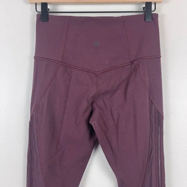 Athleta Leggings Womens Small Maroon Shakti Mesh 7/8 Tight High-Waist Activewear - Image 6