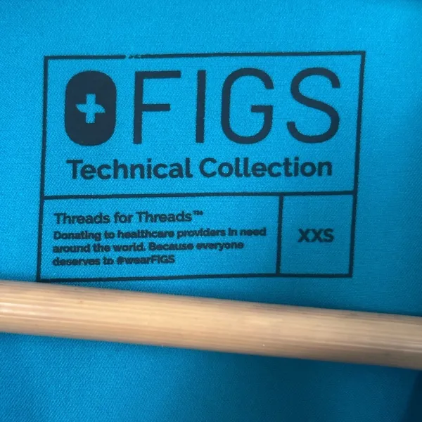 FIGS Technical Collection‎ Scrub Top XXS Teal Blue V-Neck Short Sleeve Pockets - Image 4