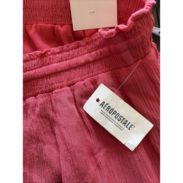 Aeropostale Crochet Inset High Low Maxi Skirt Womens M Pink Boho Rayon Gauze - Image 6