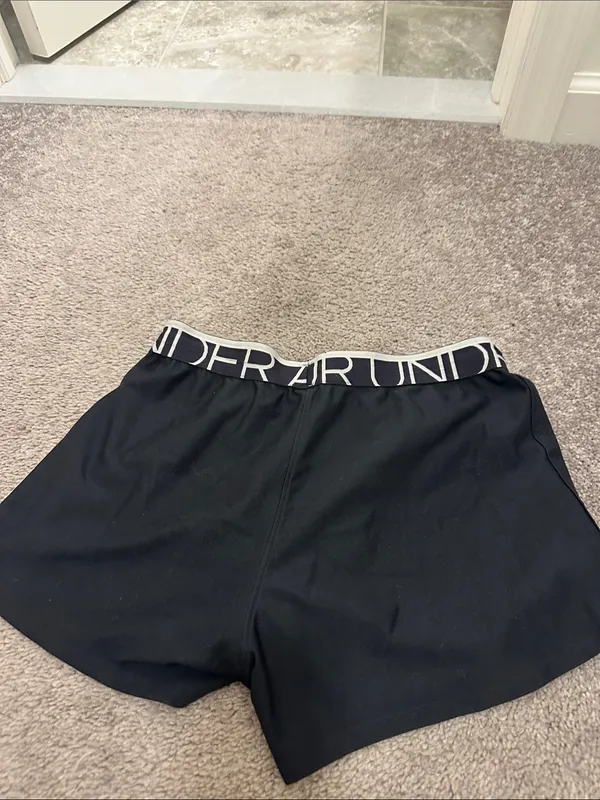 Under Armour Black Women's Athletic Shorts with Logo Waistband - Image 2