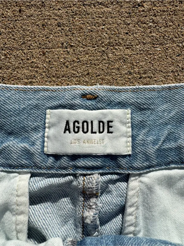 Agolde Becker XS 25 Denim High Rise Mini Skirt Light Wash Pleated Tailgate SEC - Image 3