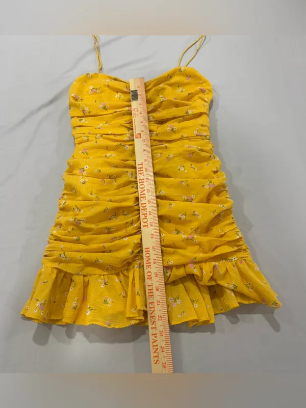 Bec +‎ Bridge Womens Yellow Floral Mini Daytime Flounce Dress Size 4 - Image 7