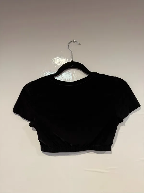 Black Aerie Smoothez Cropped Tee with Elastic Hem - Image 3