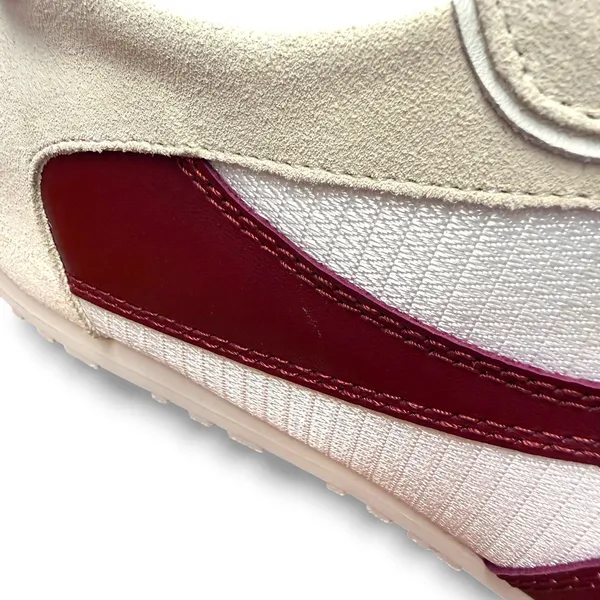 Bibi Lou Mizar Sneakers‎ Women 39 Cream Burgundy Suede Mesh Retro Trainers NEW - Image 9